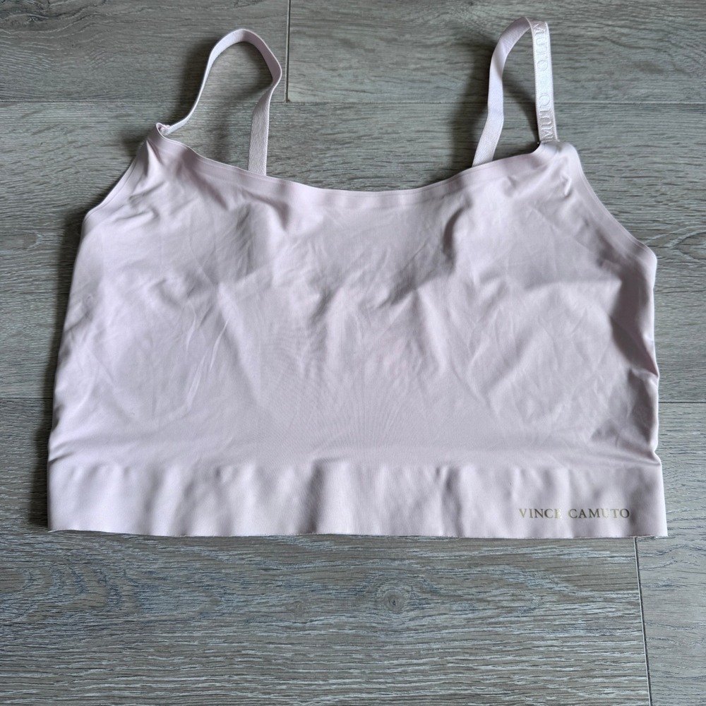 Vince Camuto Womens XL Pink Seamless Bralette Adjustable Logo Straps Stretch